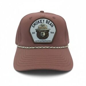 Smokey Bear Official Licensed Snapback Hat Brown Rose Forest Fire Prevention Cap